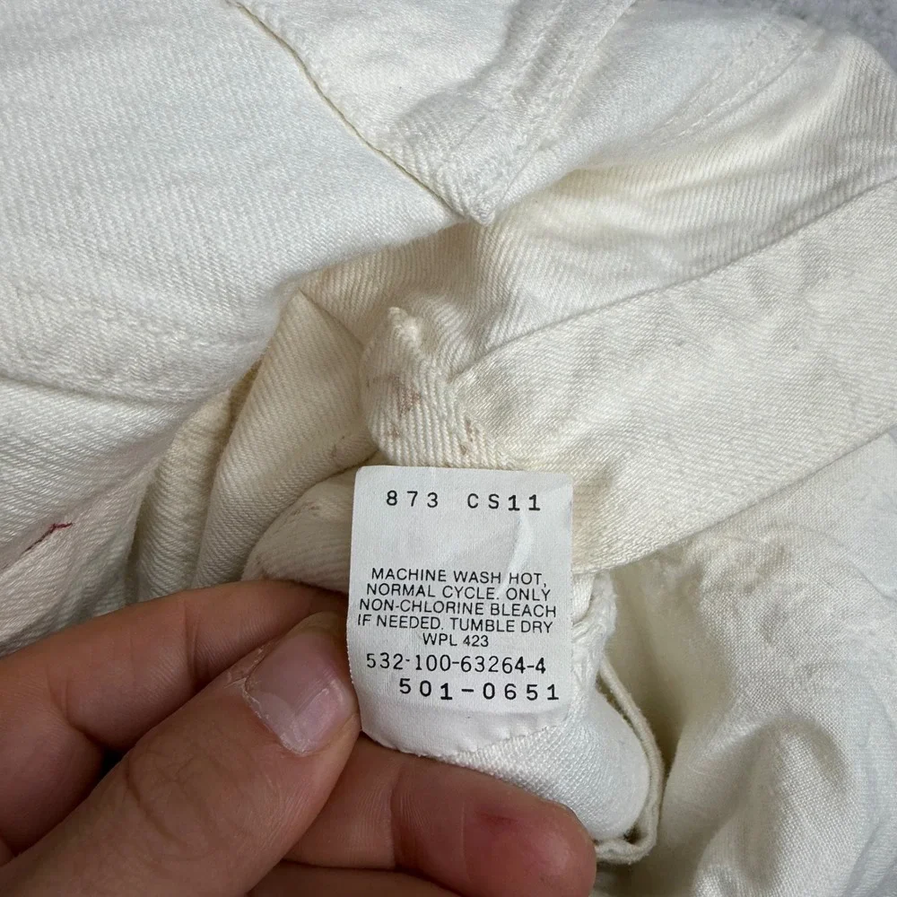 Vintage Levis 501 Jeans 31x32 (29x32) White Denim Made in USA Straight Leg stain